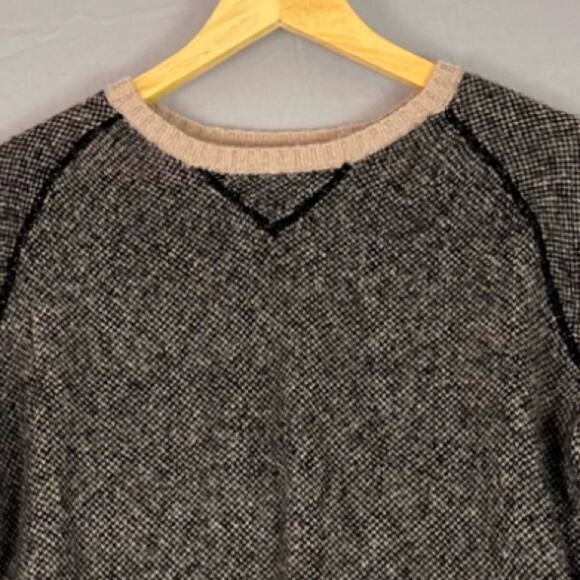 Gap Fuzzy Wool Sweater Men’s Large Pullover Heather Black Tan Crew Neck - Picture 2 of 10
